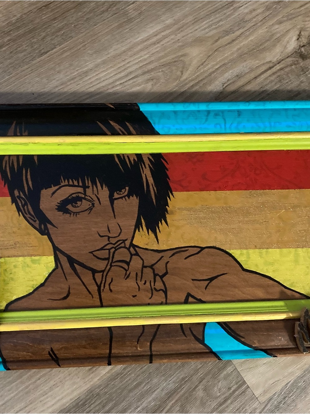 unique one of kind Vibrant Pop Art oil painting on wood